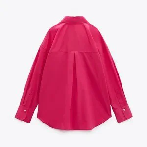 Blusón Mujer Camisa ZARA Flowy Con Botones Dorados Mujer Fucsia